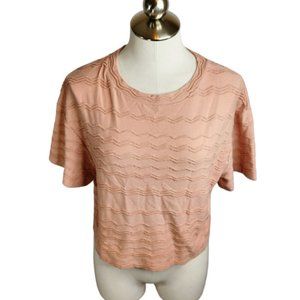 Madewell Texture & Thread Scallop Stripe Top Coral Size Small